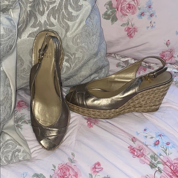 Stuart Weizman metallic leather espadrille wedges